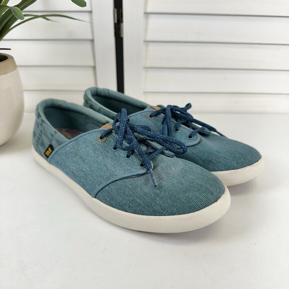 Teva Willow Teal Lace Up Canvas Sneaker Flats Slip Resistant Womens Size 10 - Picture 2 of 10